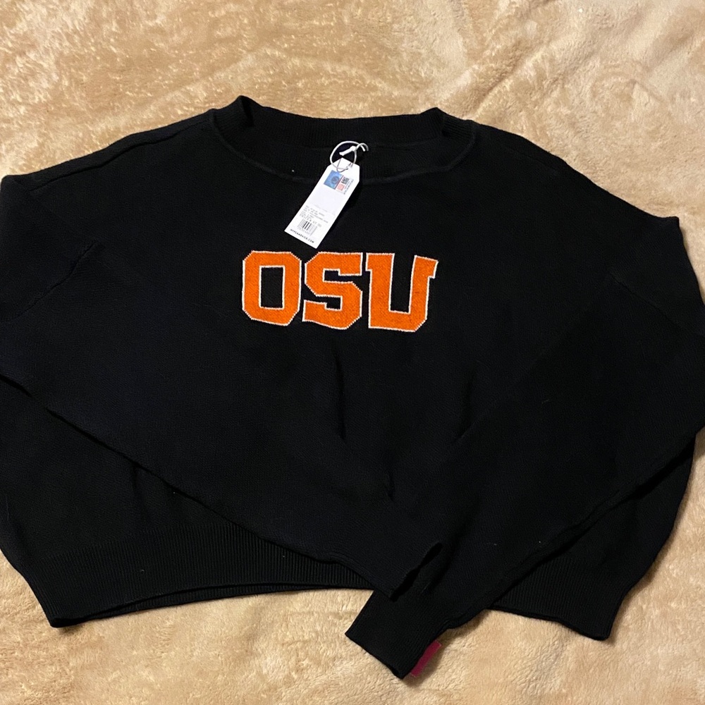 OSU Black Crewneck Sweater with Orange Lettering